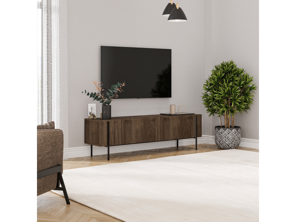 Suporte de TV em madeira "Herman" - 160 x 31 x 45 cm - Castanho