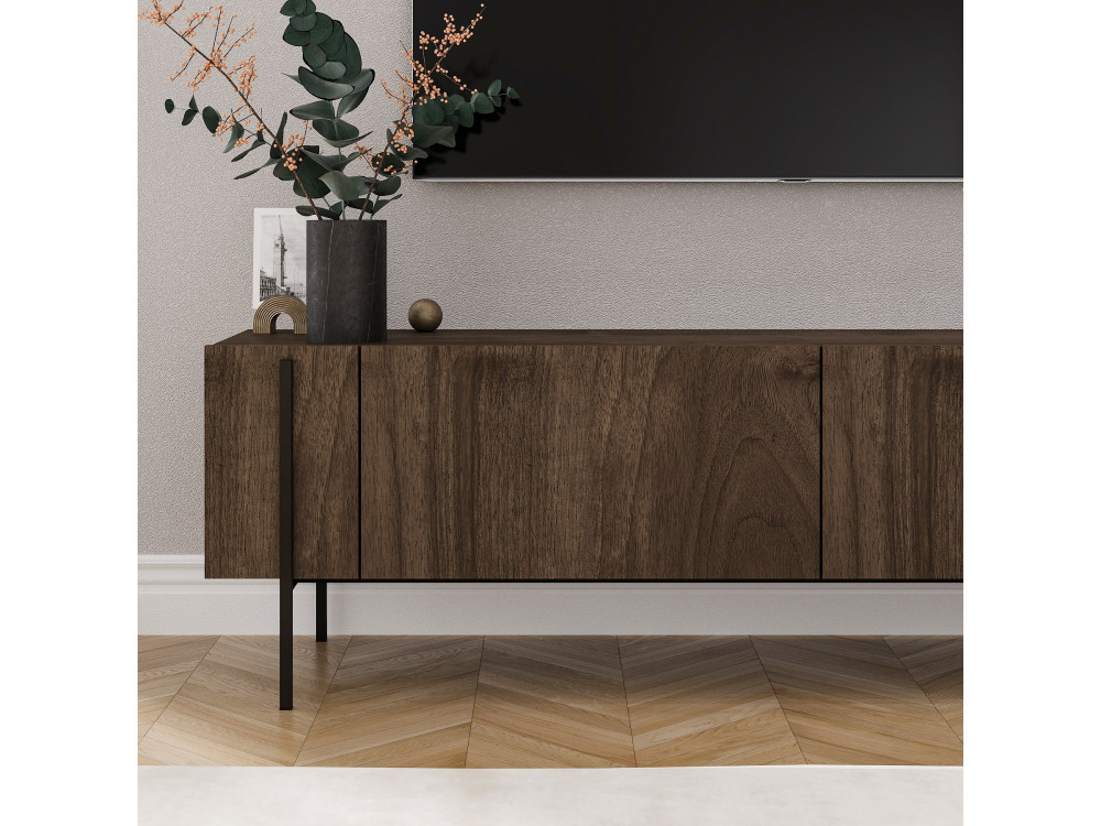 Suporte de TV em madeira "Herman" - 160 x 31 x 45 cm - Castanho