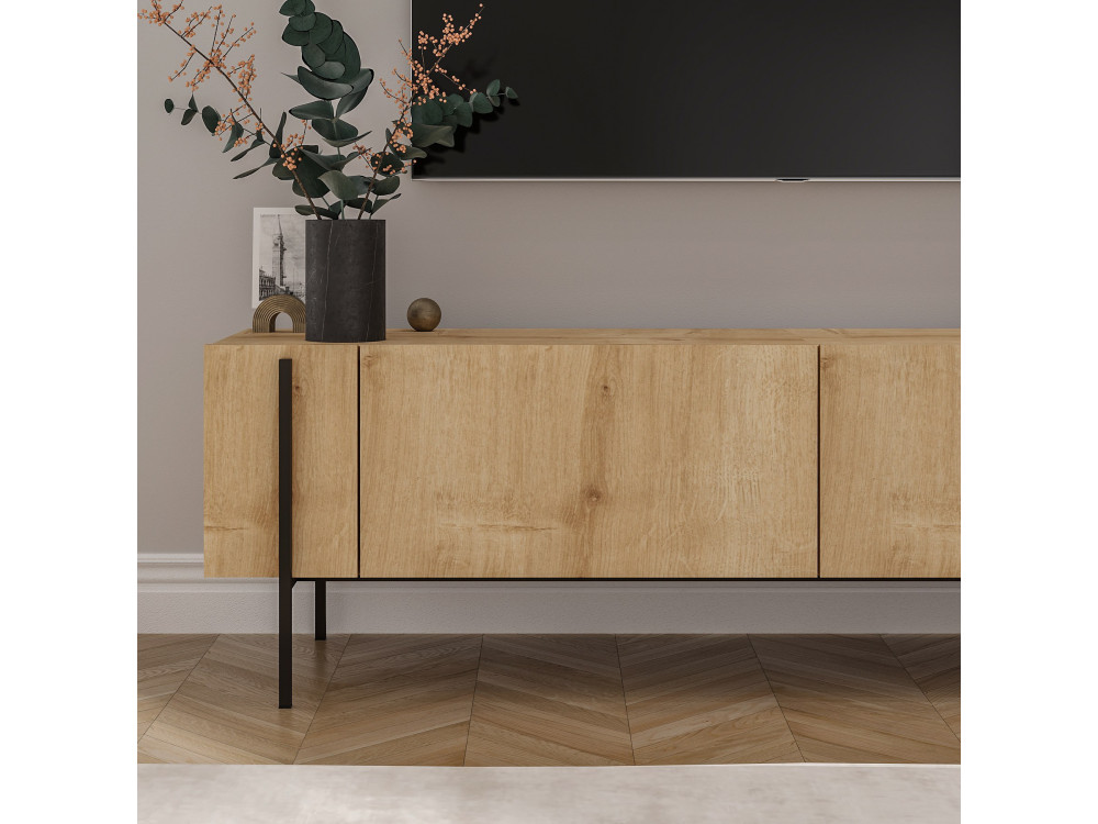 Mesa de TV de madeira "Herman" - 160 x 31 x 45 cm - Bege