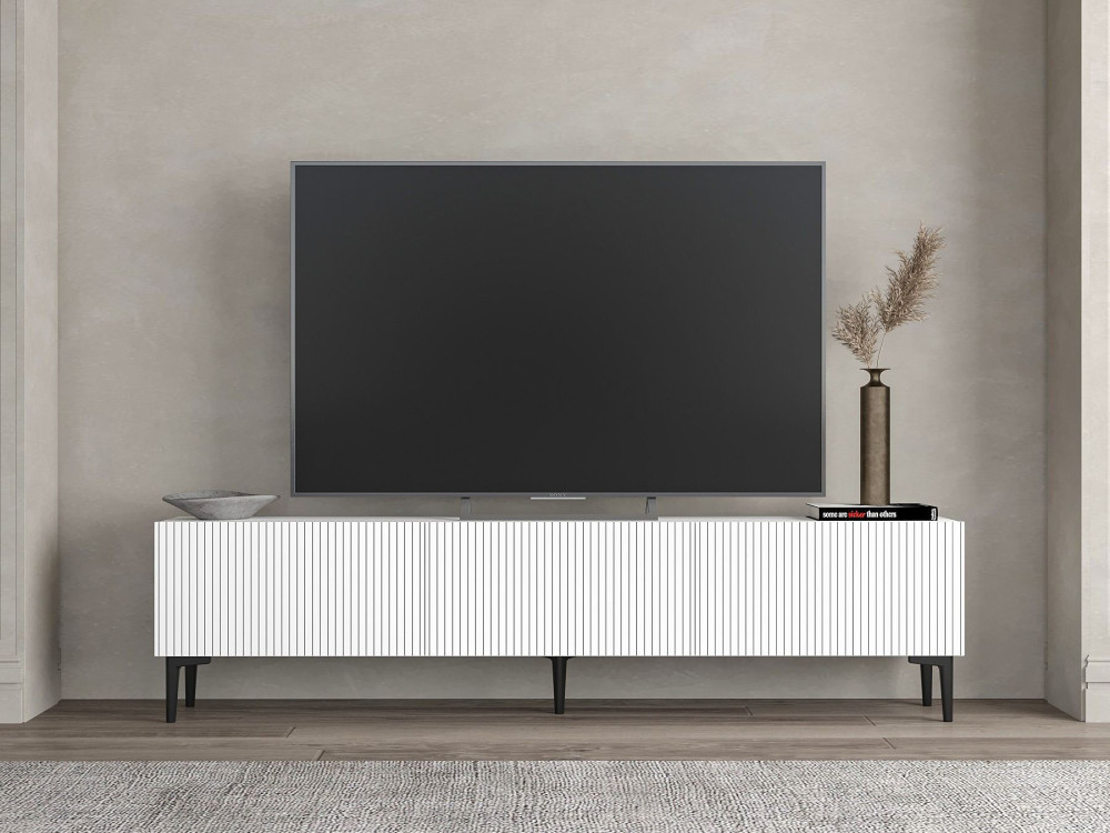 Suporte de TV em madeira "Oscar" - 180 x 31 x 45 cm - Branco