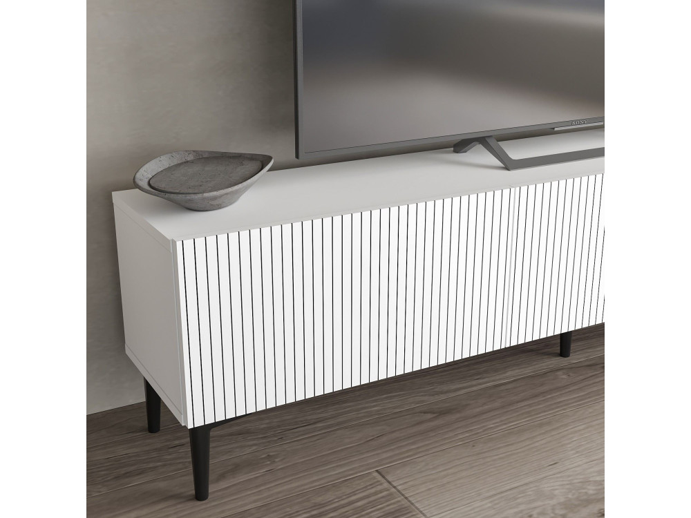 Suporte de TV em madeira "Oscar" - 180 x 31 x 45 cm - Branco