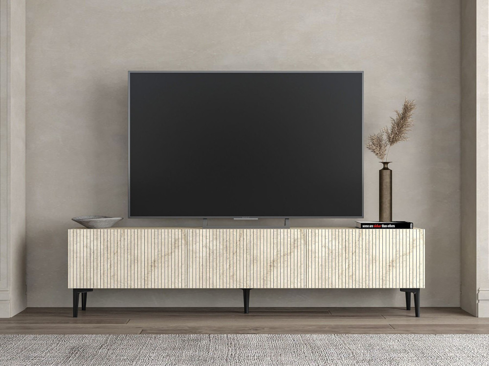 Suporte de TV em madeira "Oscar" - 180 x 31 x 45 cm - Bege