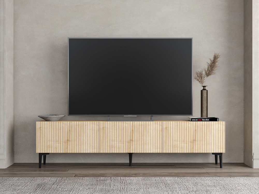 Suporte de TV em madeira "Oscar" - 180 x 31 x 45 cm - Castanho claro