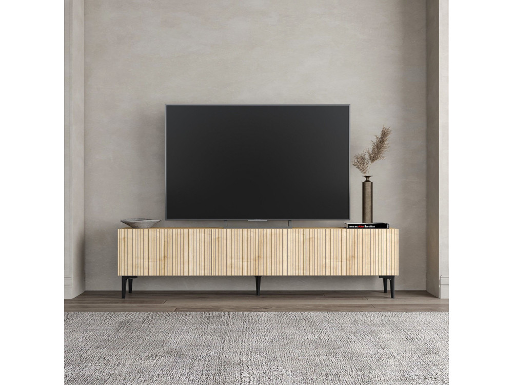 Suporte de TV em madeira "Oscar" - 180 x 31 x 45 cm - Castanho claro