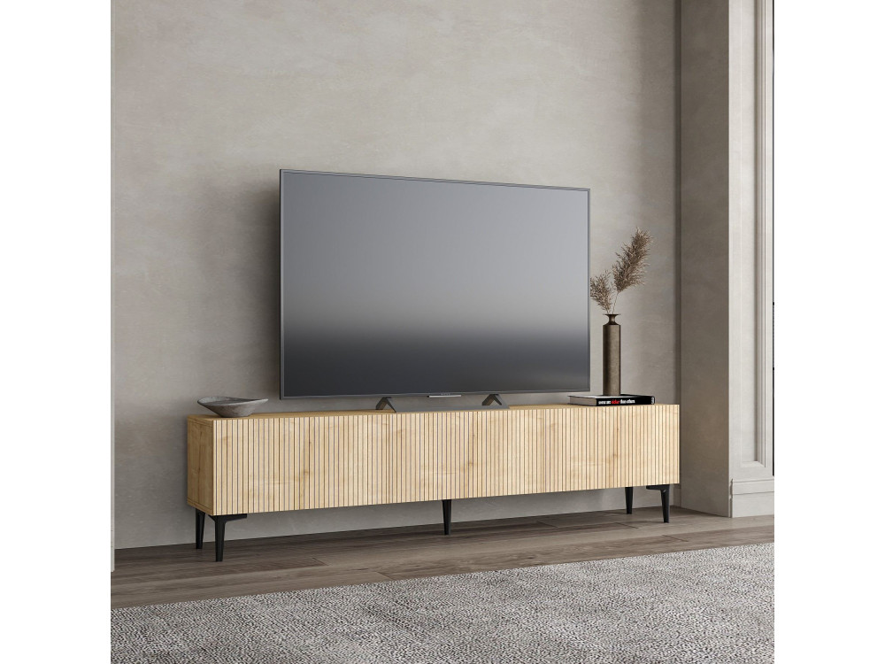 Suporte de TV em madeira "Oscar" - 180 x 31 x 45 cm - Castanho claro