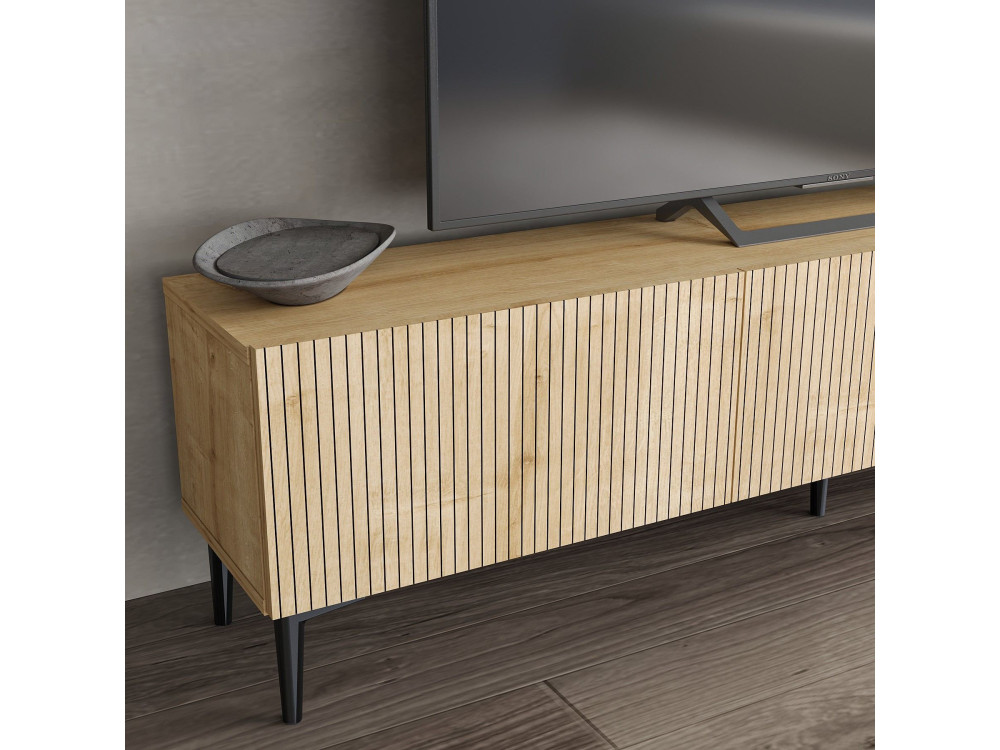 Suporte de TV em madeira "Oscar" - 180 x 31 x 45 cm - Castanho claro