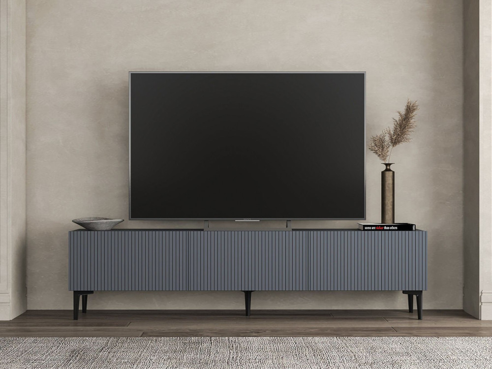 Suporte de TV em madeira "Oscar" - 180 x 31 x 45 cm - Cinzento antracite