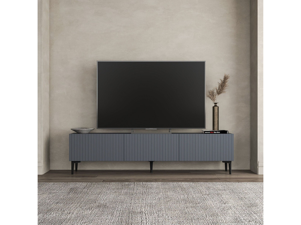 Suporte de TV em madeira "Oscar" - 180 x 31 x 45 cm - Cinzento antracite