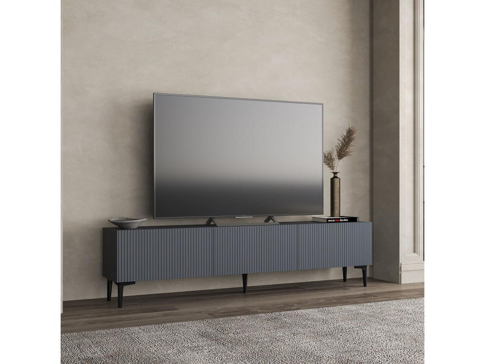 Suporte de TV em madeira "Oscar" - 180 x 31 x 45 cm - Cinzento antracite