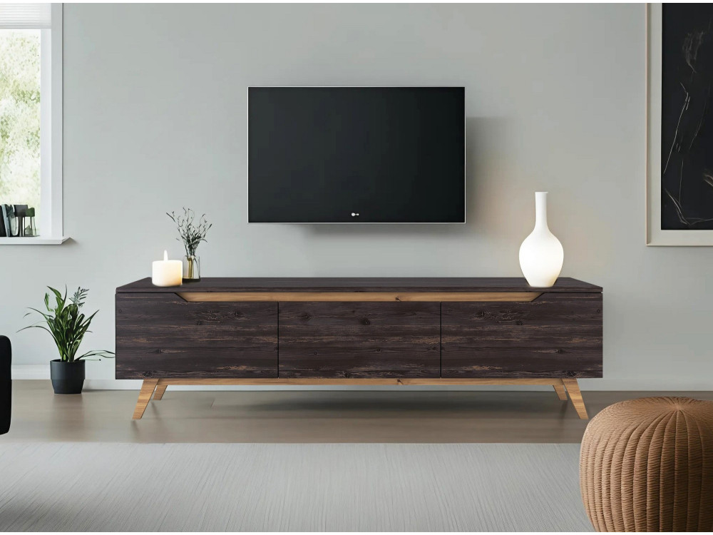 Suporte para televisor em madeira "Digi" - 180 x 35 x 48 cm - Preto