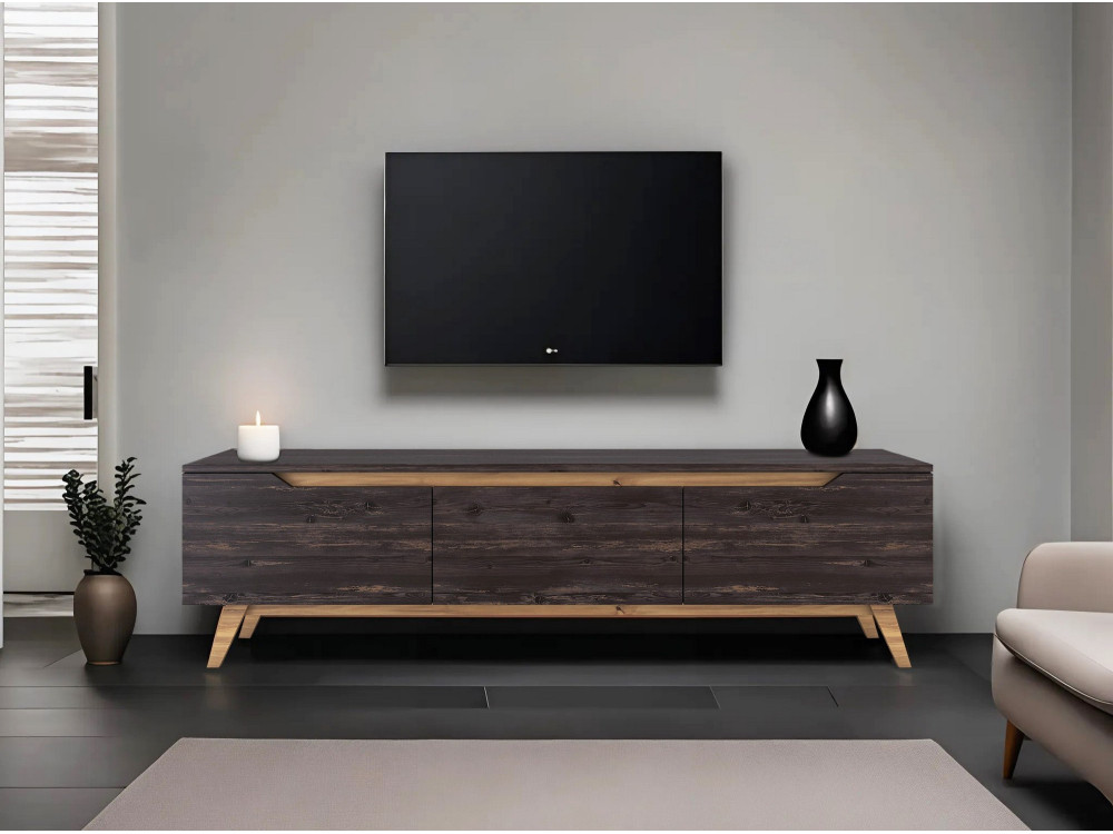 Suporte para televisor em madeira "Digi" - 180 x 35 x 48 cm - Preto