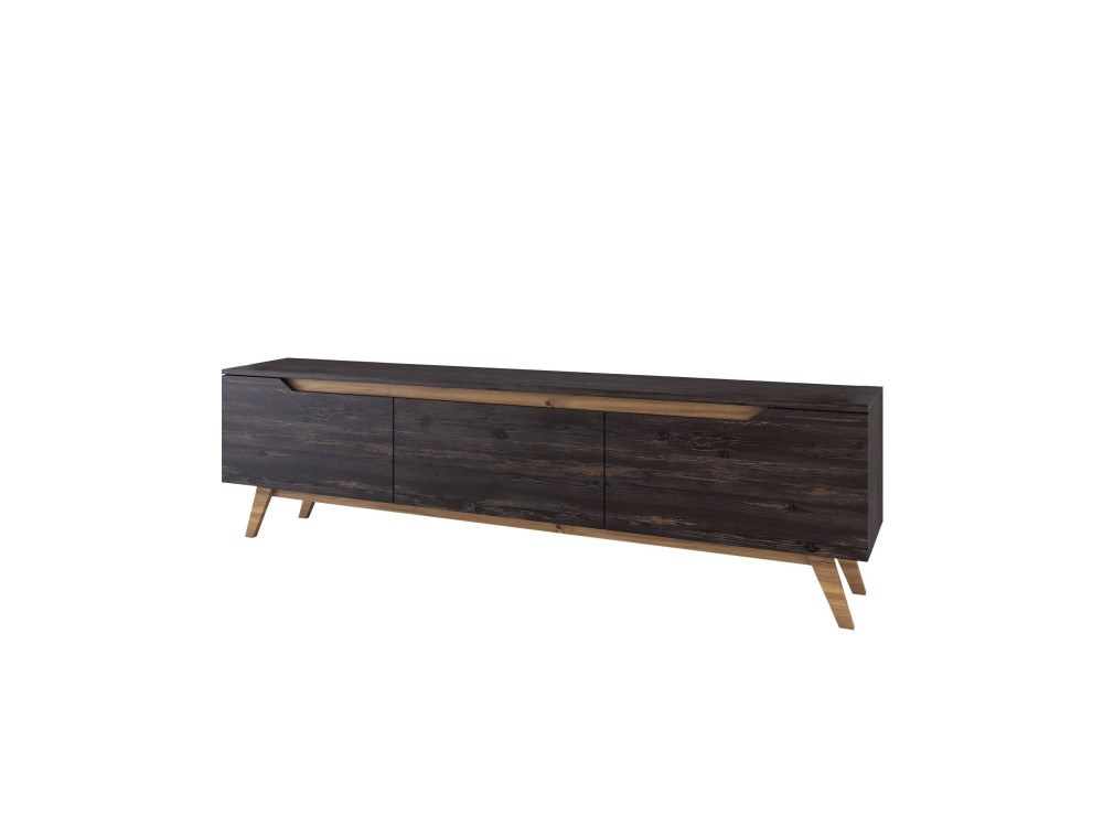 Suporte para televisor em madeira "Digi" - 180 x 35 x 48 cm - Preto