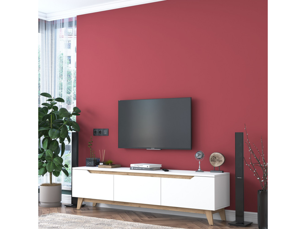 Mesa de TV em madeira "Digi" - 180 x 35 x 48 cm - Bege