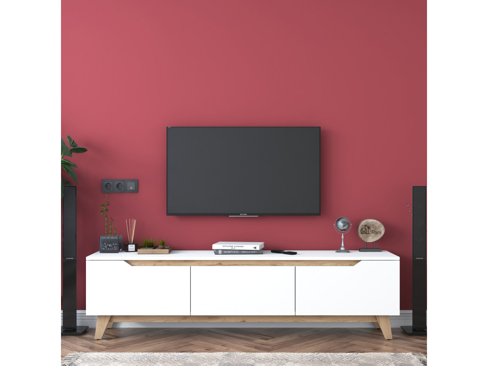 Mesa de TV em madeira "Digi" - 180 x 35 x 48 cm - Bege