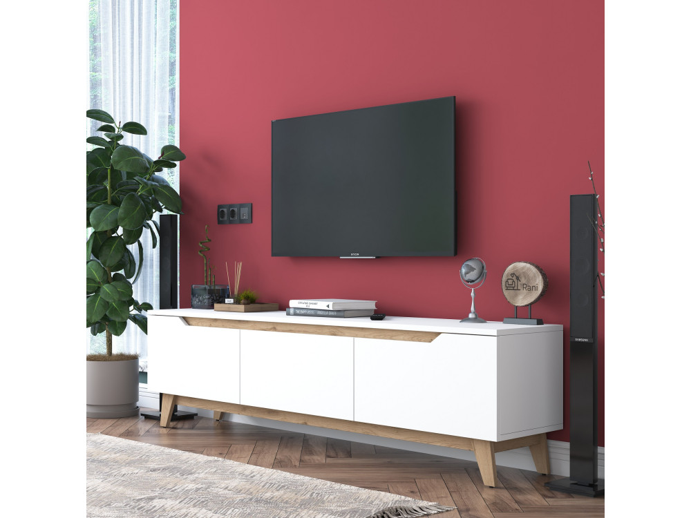 Mesa de TV em madeira "Digi" - 180 x 35 x 48 cm - Bege