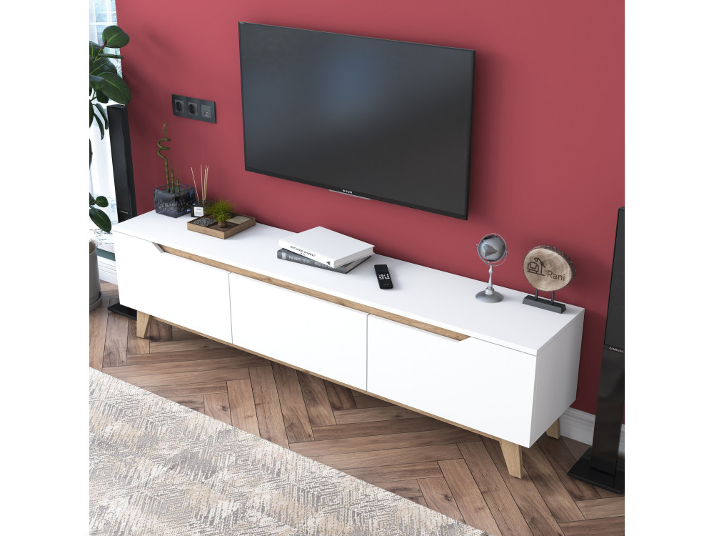 Mesa de TV em madeira "Digi" - 180 x 35 x 48 cm - Bege