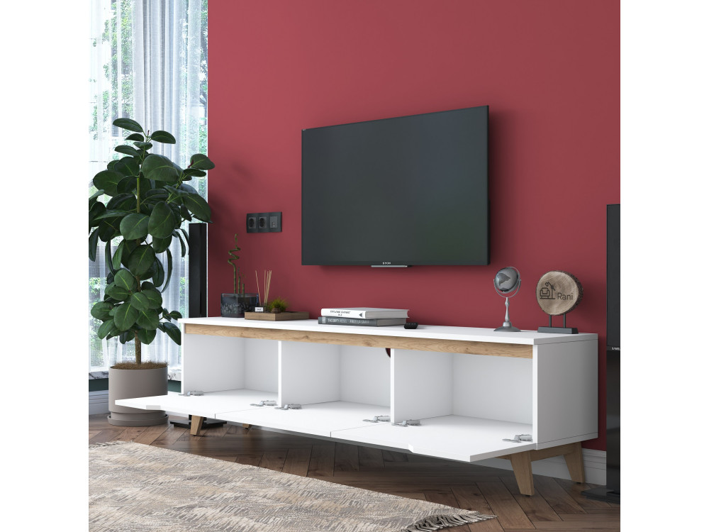 Mesa de TV em madeira "Digi" - 180 x 35 x 48 cm - Bege