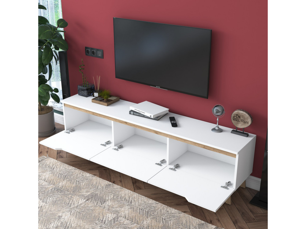 Mesa de TV em madeira "Digi" - 180 x 35 x 48 cm - Bege
