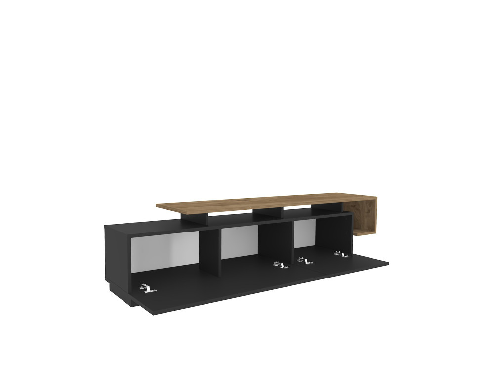 Suporte de TV em madeira "Basak" - 180 x 40 x 46 cm - Preto