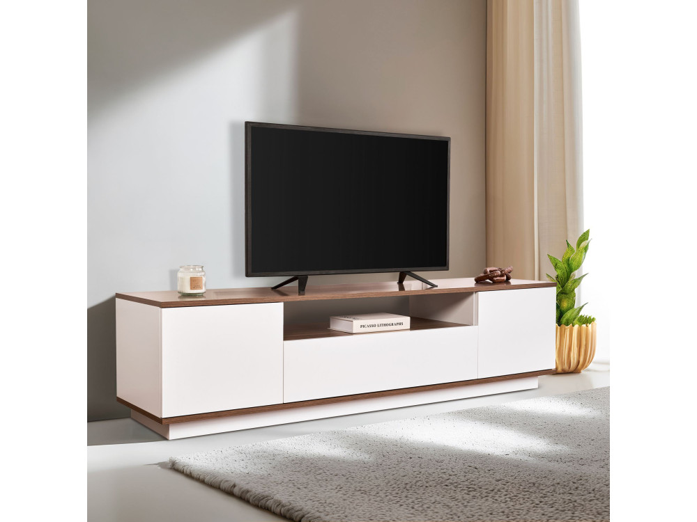 Suporte para televisor em madeira "Veramont" - 180 x 44 x 44 cm - Castanho escuro