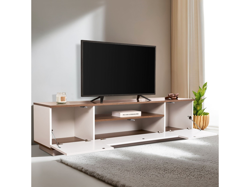 Suporte para televisor em madeira "Veramont" - 180 x 44 x 44 cm - Castanho escuro