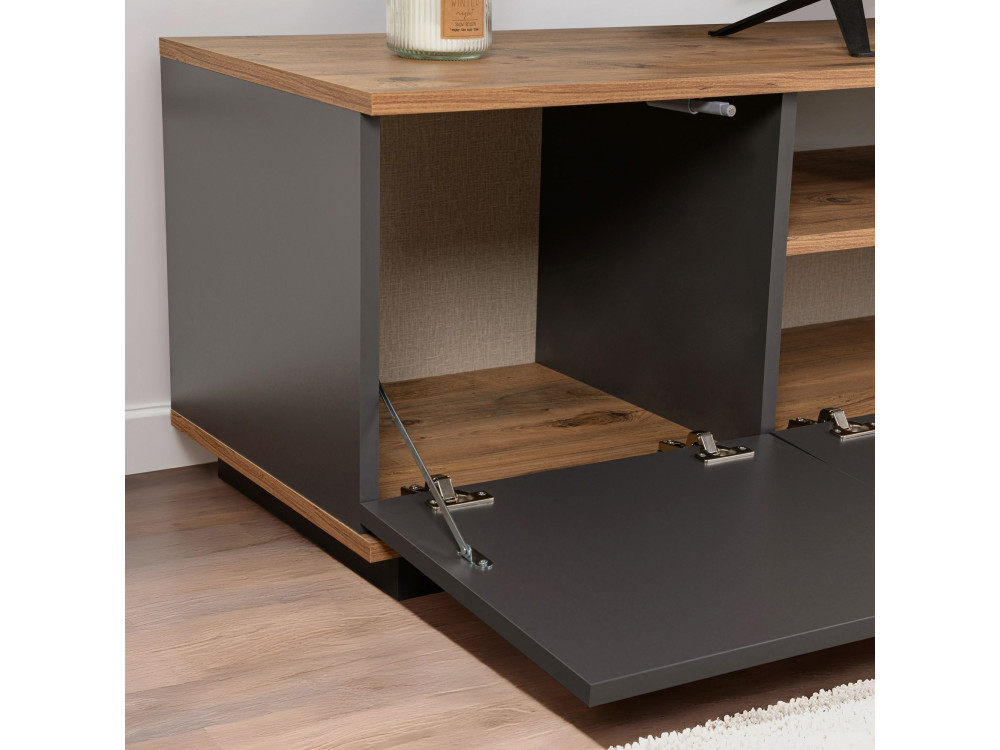Suporte para televisor em madeira "Veramont" - 180 x 44 x 44 cm - Cinzento antracite
