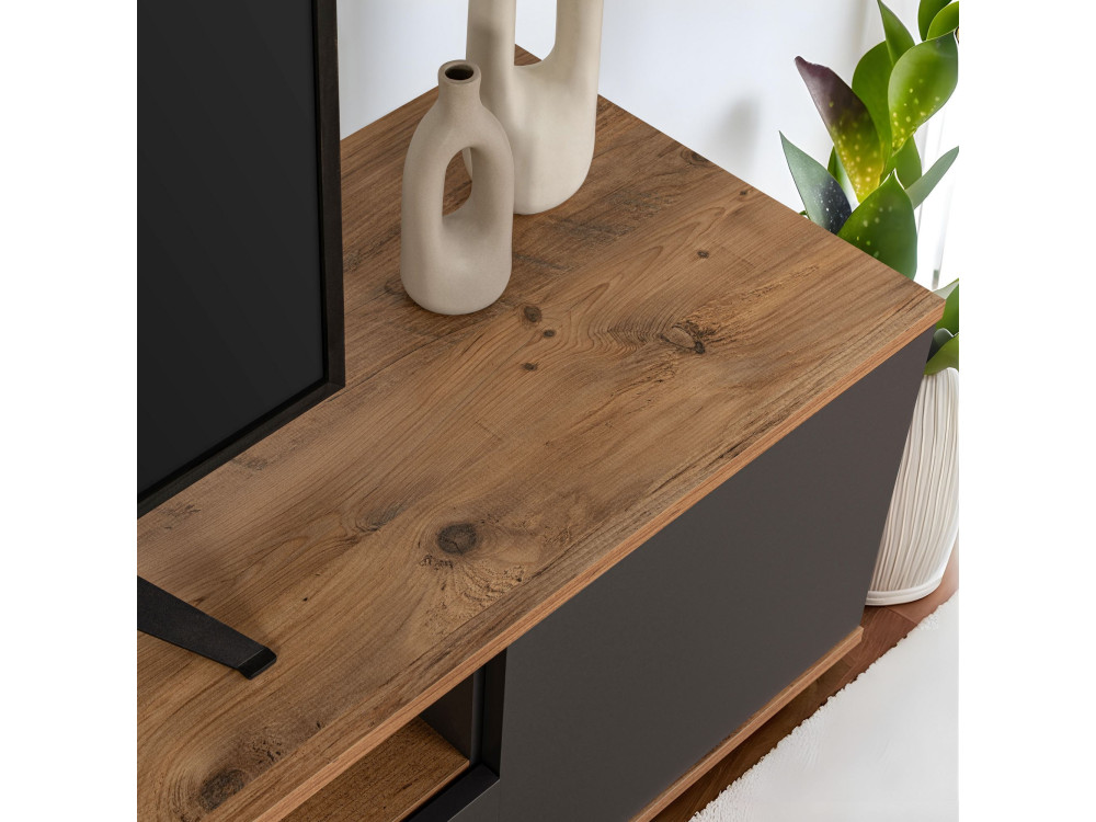 Suporte para televisor em madeira "Veramont" - 180 x 44 x 44 cm - Cinzento antracite