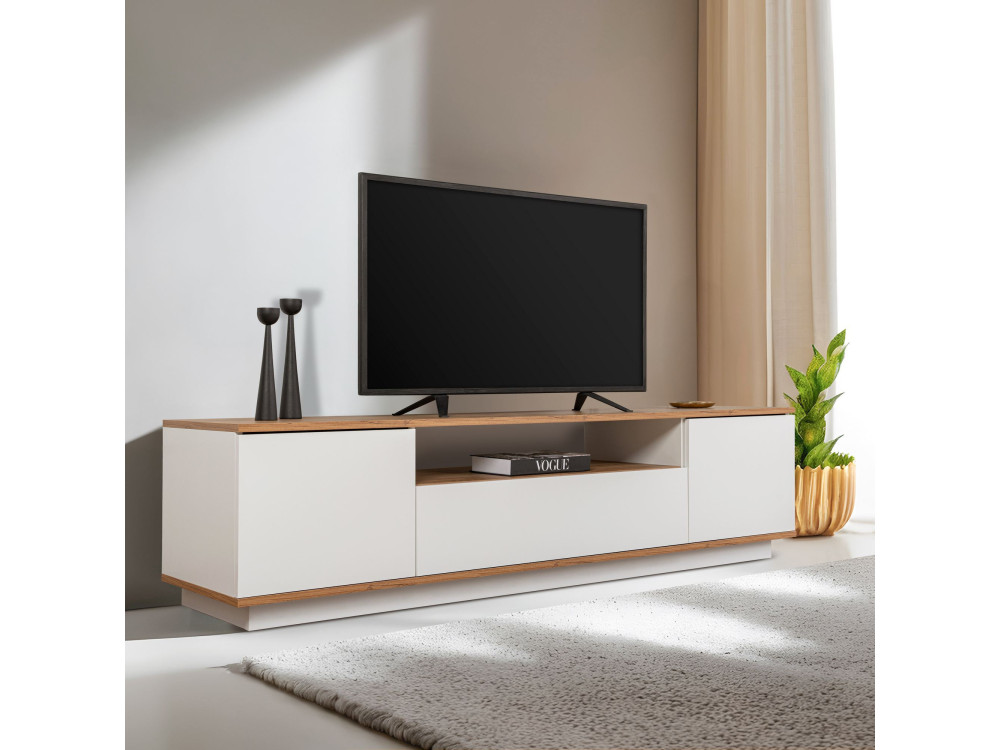 Suporte para televisor em madeira "Veramont" - 180 x 44 x 44 cm - Castanho