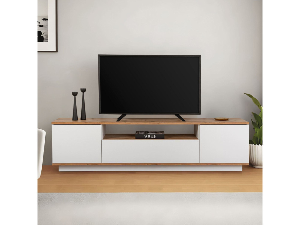 Suporte para televisor em madeira "Veramont" - 180 x 44 x 44 cm - Castanho