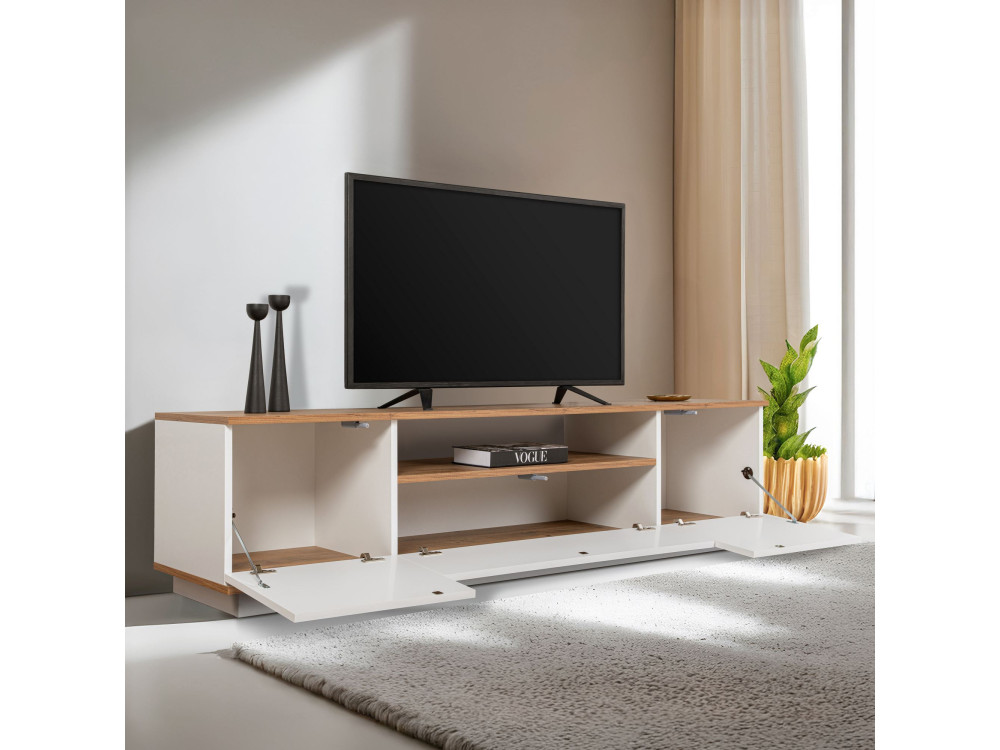 Suporte para televisor em madeira "Veramont" - 180 x 44 x 44 cm - Castanho