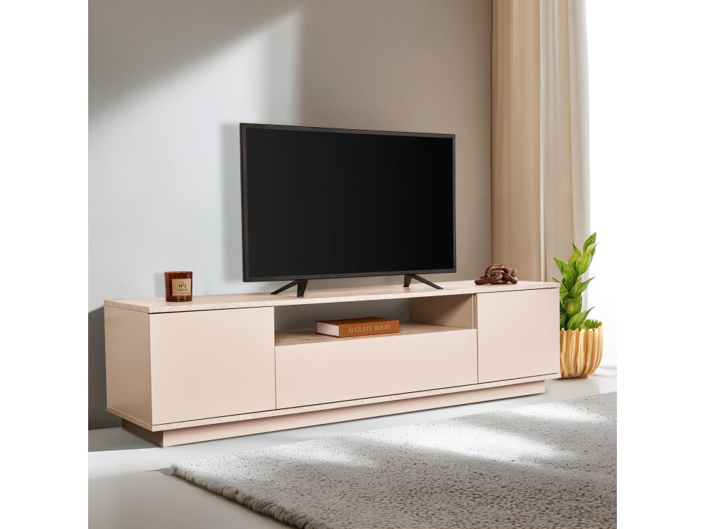 Suporte para televisor em madeira "Veramont" - 180 x 44 x 44 cm - Bege