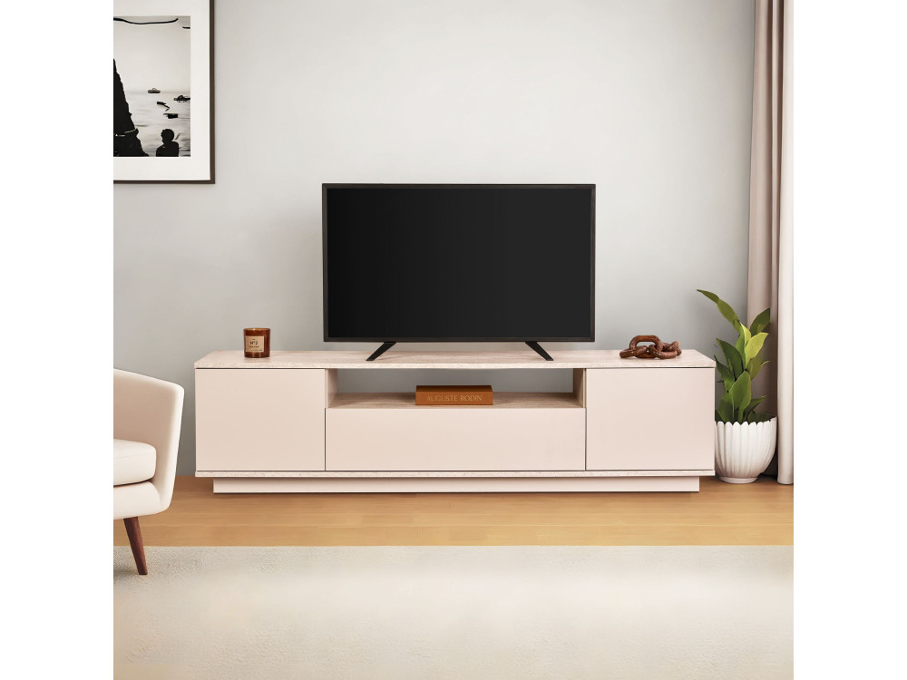 Suporte para televisor em madeira "Veramont" - 180 x 44 x 44 cm - Bege