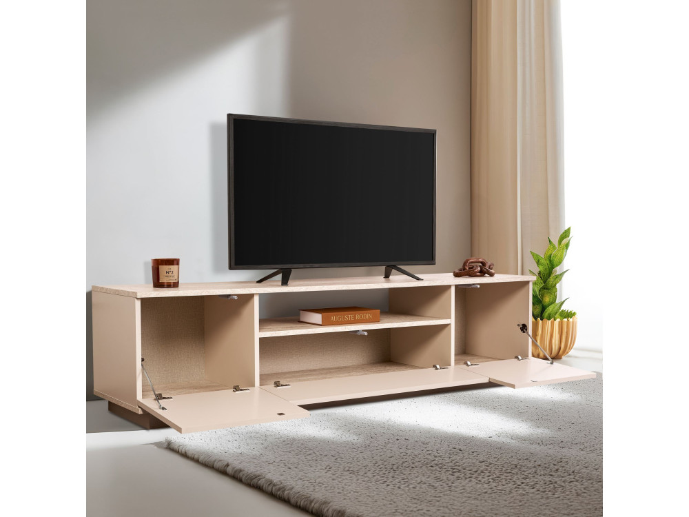 Suporte para televisor em madeira "Veramont" - 180 x 44 x 44 cm - Bege