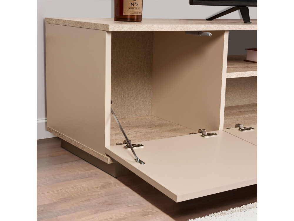 Suporte para televisor em madeira "Veramont" - 180 x 44 x 44 cm - Bege