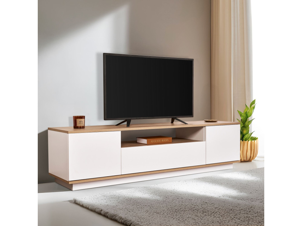 Suporte para televisor em madeira "Veramont" - 180 x 44 x 44 cm - Castanho claro