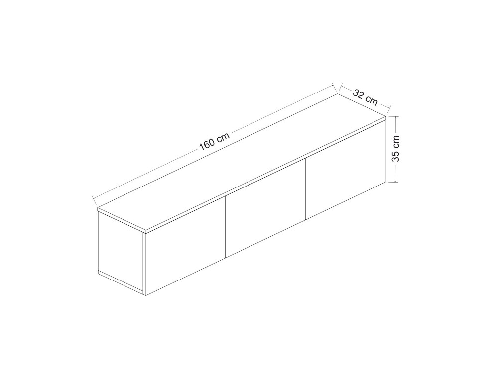 Móvel TV suspenso em madeira com iluminação LED "Neon illuminated" - 160 x 32 x 35 cm - Travertino