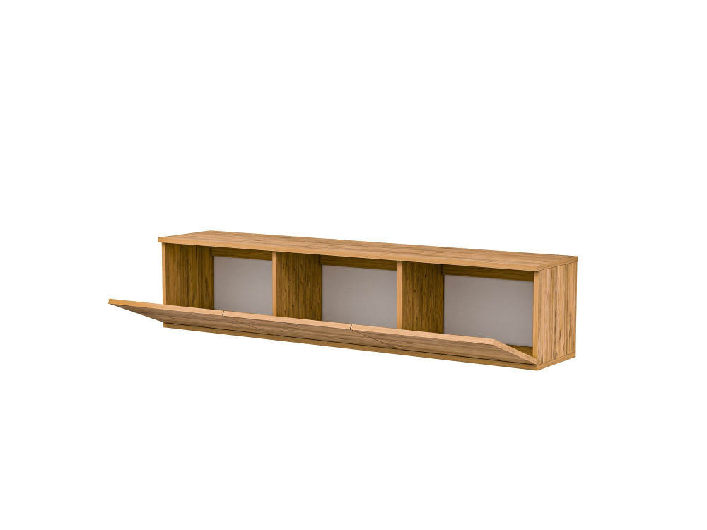 Suporte para televisor suspenso "Neon illuminated" em madeira com iluminação LED - 160 x 32 x 35 cm - Castanho