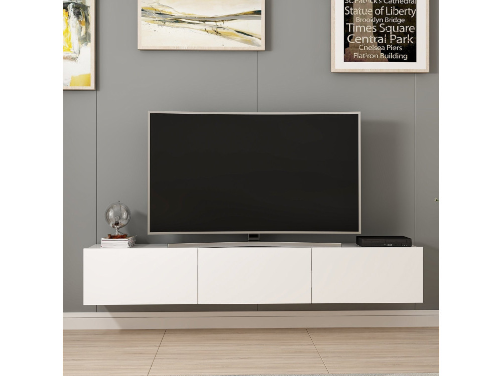 Móvel TV suspenso "Rigel" em madeira - 180 x 32 x 30 cm - Branco