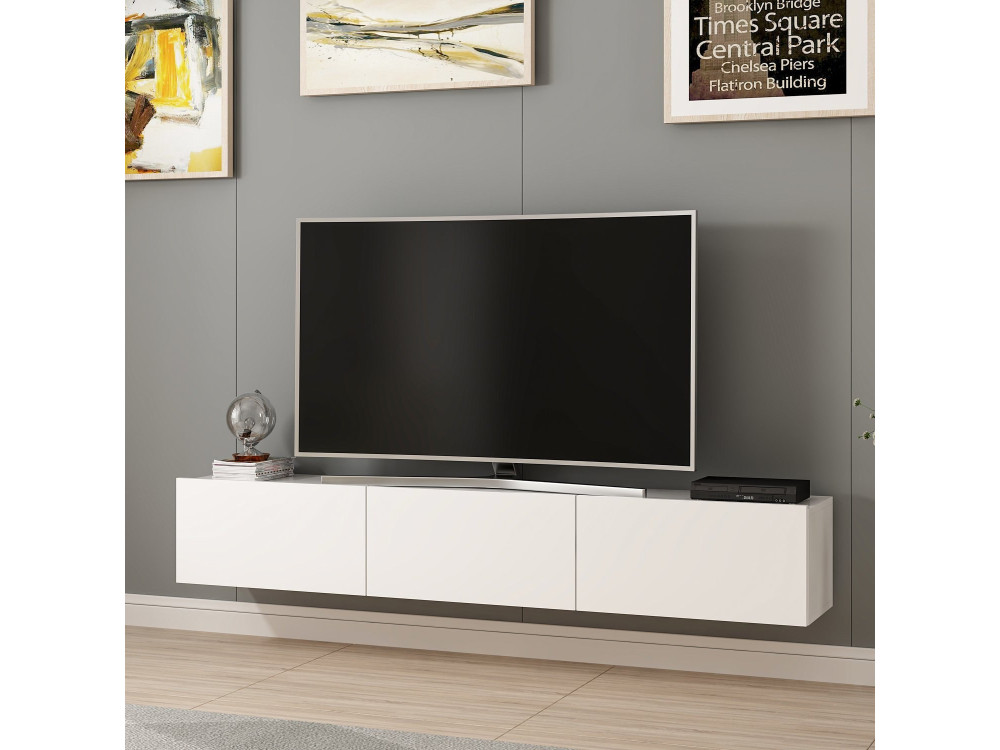 Móvel TV suspenso "Rigel" em madeira - 180 x 32 x 30 cm - Branco