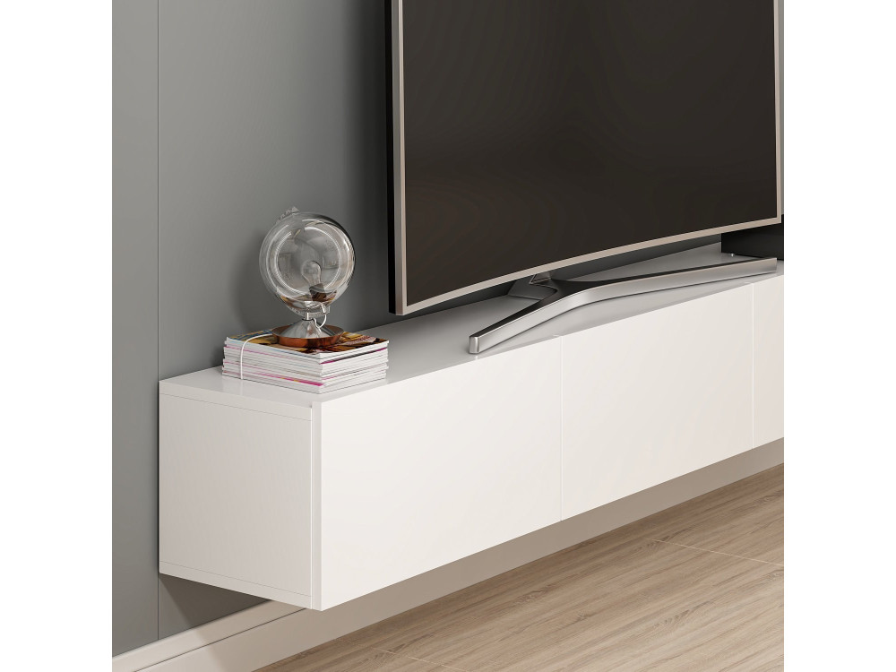 Móvel TV suspenso "Rigel" em madeira - 180 x 32 x 30 cm - Branco