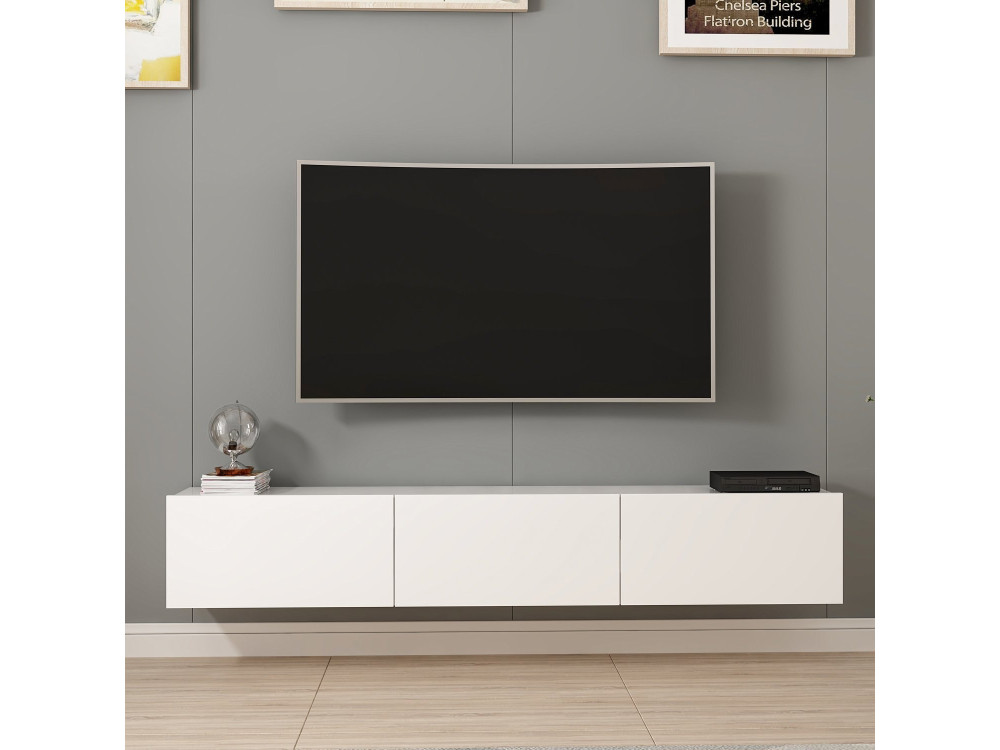 Móvel TV suspenso "Rigel" em madeira - 180 x 32 x 30 cm - Branco