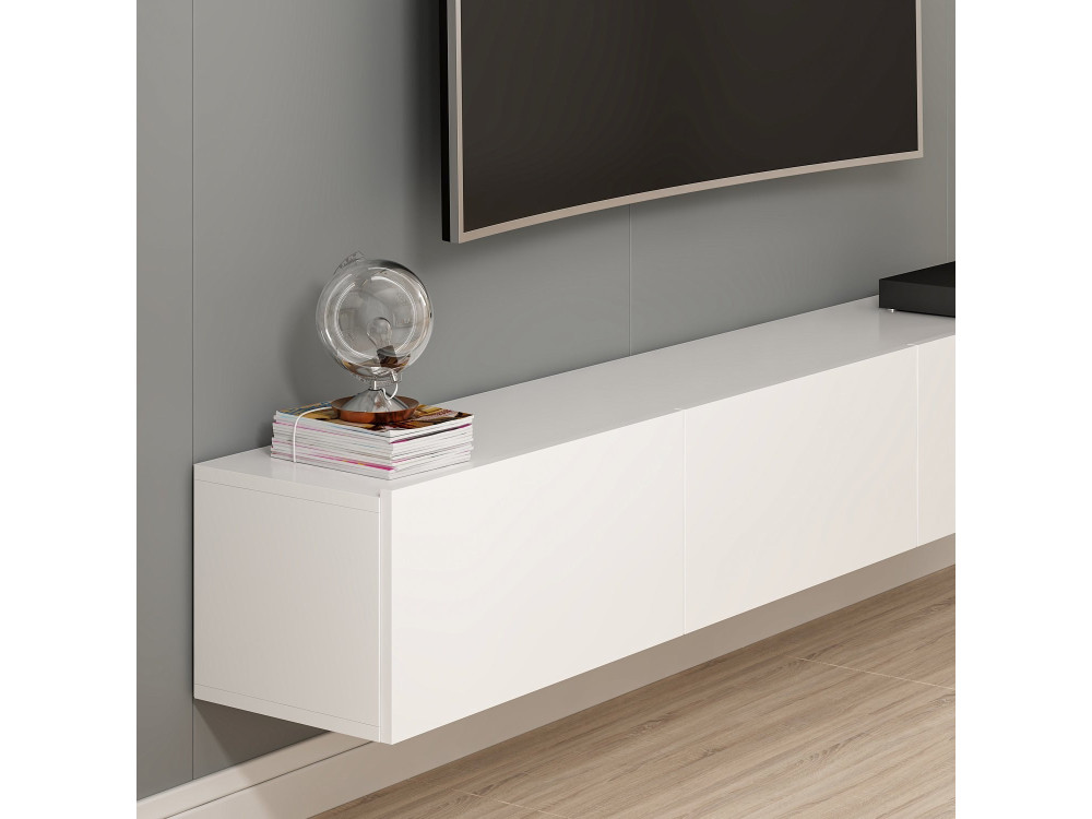 Móvel TV suspenso "Rigel" em madeira - 180 x 32 x 30 cm - Branco