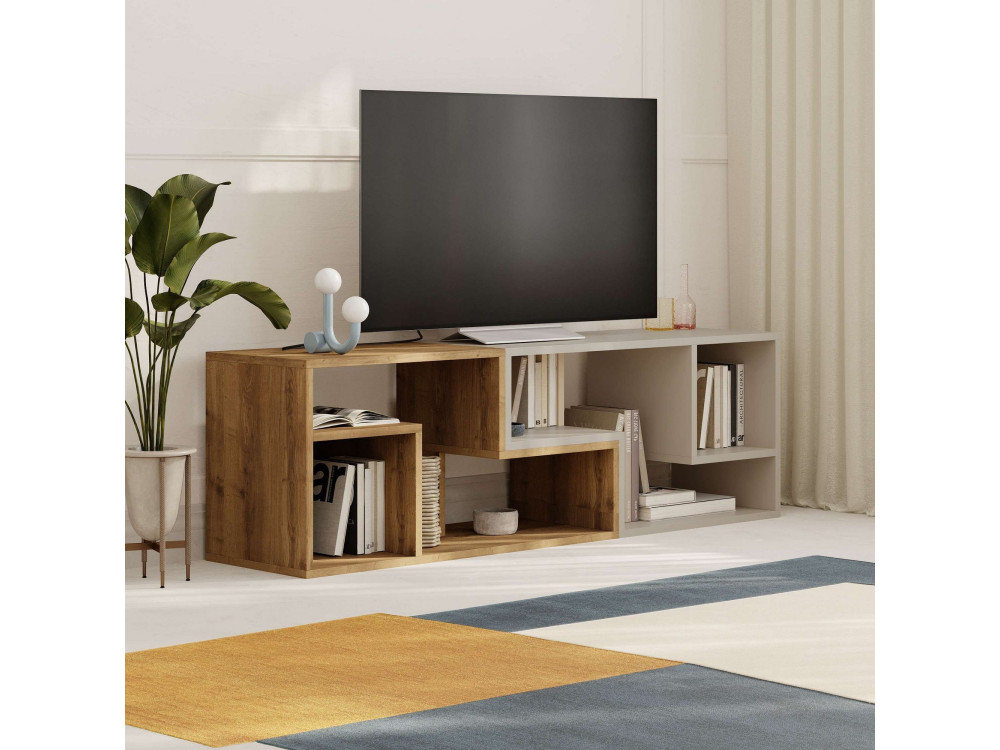 Móvel TV modular de madeira "Glis" - 145 x 35 x 44 cm - Bege
