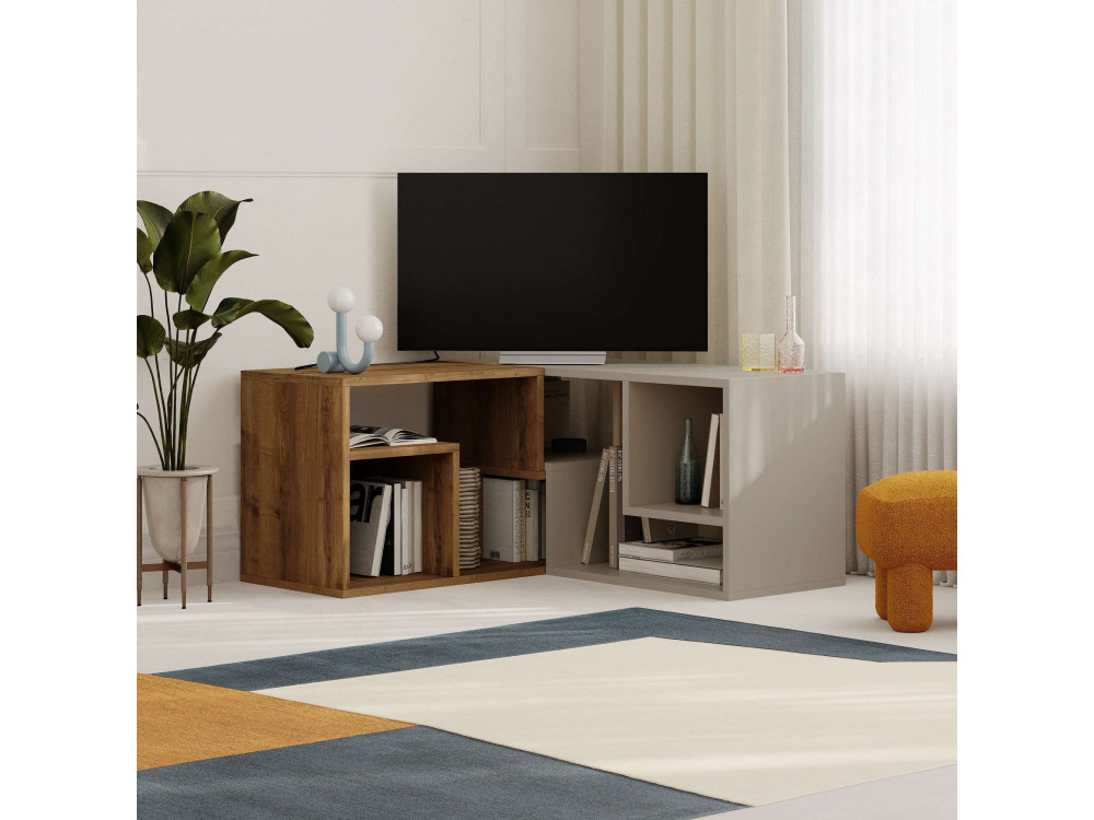 Móvel TV modular de madeira "Glis" - 145 x 35 x 44 cm - Bege
