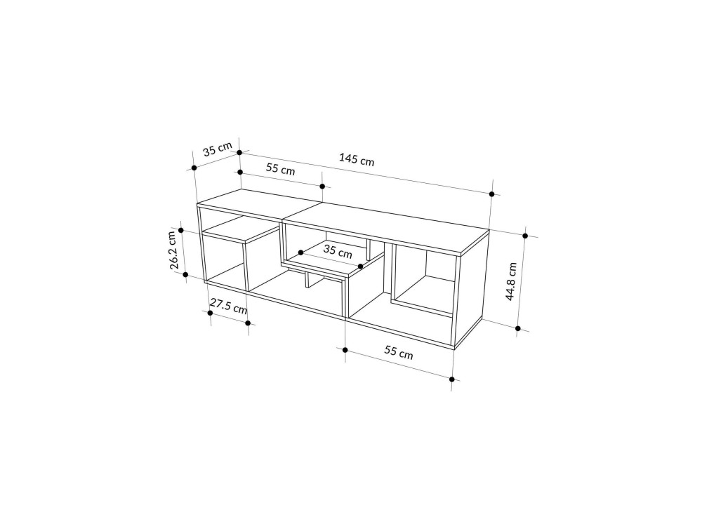 Móvel TV modular de madeira "Glis" - 145 x 35 x 44 cm - Bege