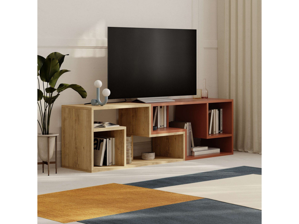Móvel TV modular de madeira "Glis" - 145 x 35 x 44 cm - Terracota