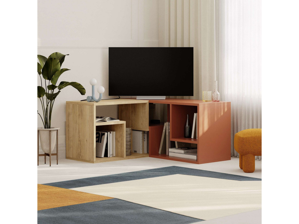 Móvel TV modular de madeira "Glis" - 145 x 35 x 44 cm - Terracota