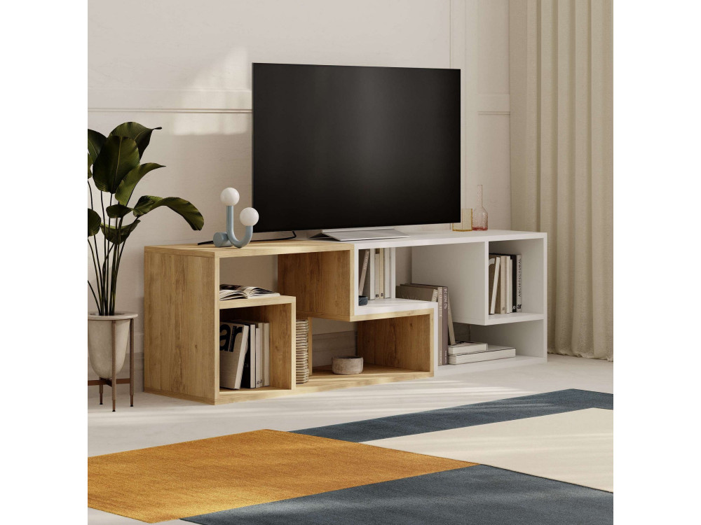 Móvel TV modular de madeira "Glis" - 145 x 35 x 44 cm - Branco