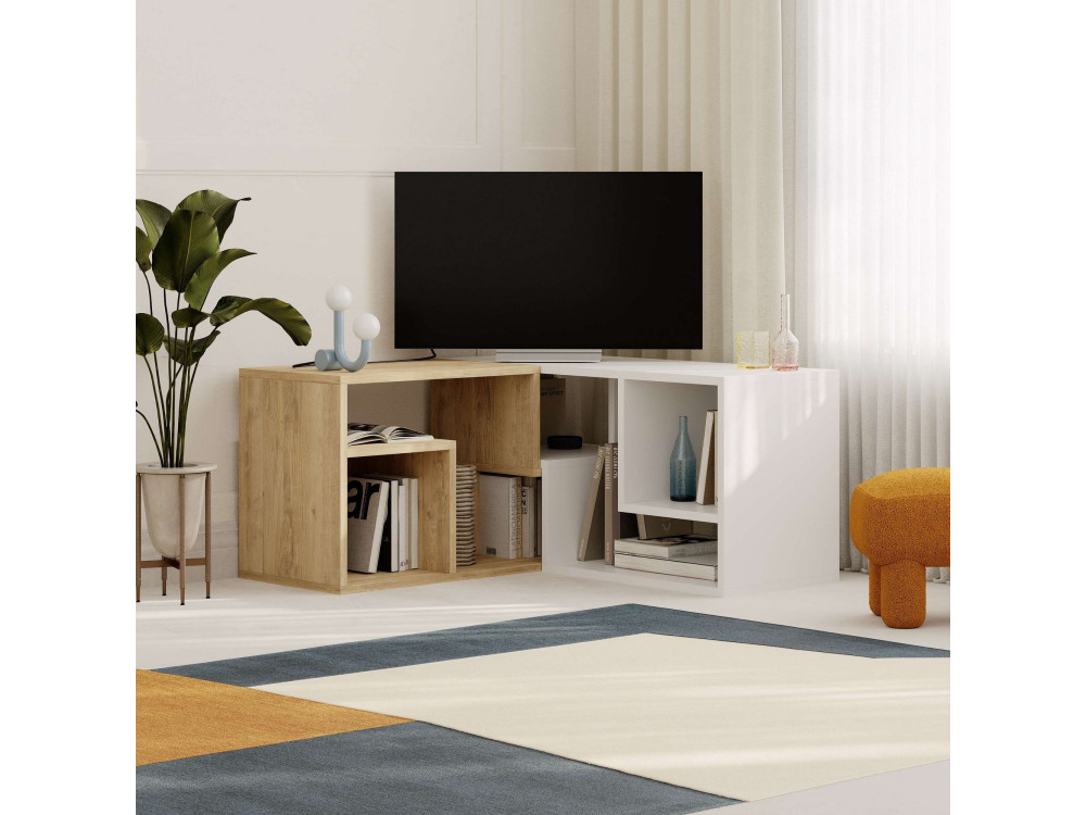 Móvel TV modular de madeira "Glis" - 145 x 35 x 44 cm - Branco