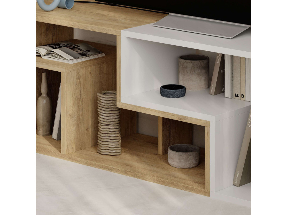 Móvel TV modular de madeira "Glis" - 145 x 35 x 44 cm - Branco